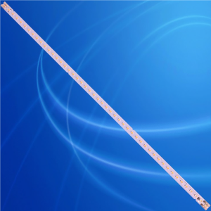 LED light strip laid out diagonally on a blue background with lighter blue design